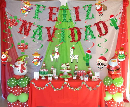 Vista 5 de Feliz Navidad - Cartel de Navidad española, remolinos colgantes para decoraciones navideñas españolas