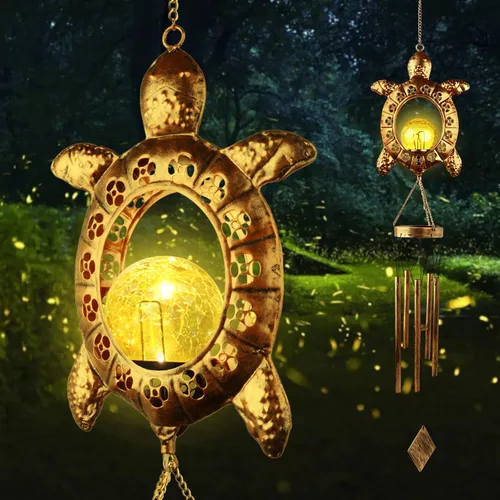 Vista 16 de Solar Wind Chimes Sun Decor Gift for Women Cracked Glass Light Wind Chime
