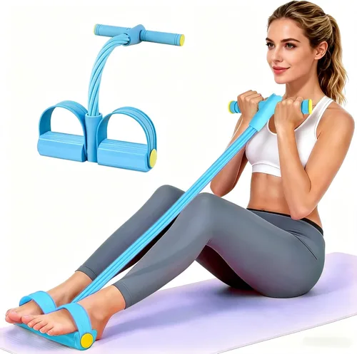 Vista 13 de Pedal Resistance Band with Handle, 6-Tube Natural Rubber Exercise Bands Upgraded Foot Pedal Resistance Bands for Working Out, Multifunction Púrpura