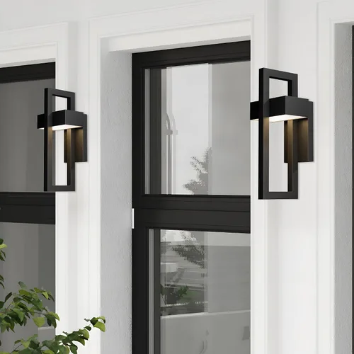 Vista 8 de LamQee Modernas luces de pared para exteriores de 3000 K, apliques de pared LED integrados para exteriores, accesorios de iluminación exterior