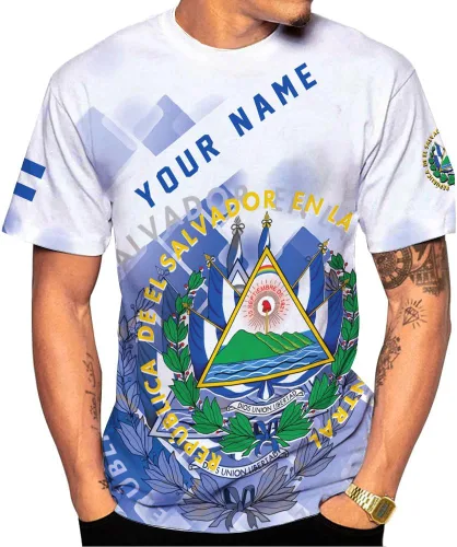 Vista 7 de Ligthuy - Camisa de El Salvador con nombre personalizado 3D, camiseta con la bandera de El Salvador para hombres y mujeres, camisetas unisex S-5XL