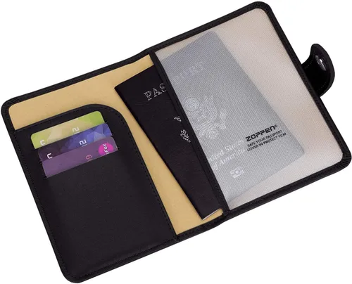 Vista 4 de ZOPPEN Combo de funda para pasaporte con compartimiento para carné de vacunación con protección de bloqueo de interferencia de radiofrecuencia