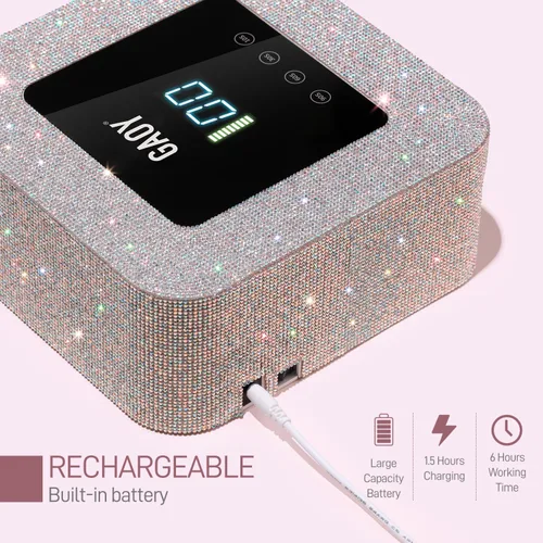 Vista 5 de GAOY Lámpara de uñas LED UV inalámbrica para uñas de gel, luz UV recargable, secadora de uñas profesional con 4 temporizadores, sensor automático