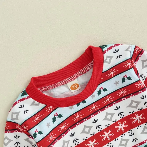 Vista 3 de Madjtlqy Sudadera de manga larga con estampado de letras y pantalones elásticos, ropa de Navidad para bebé