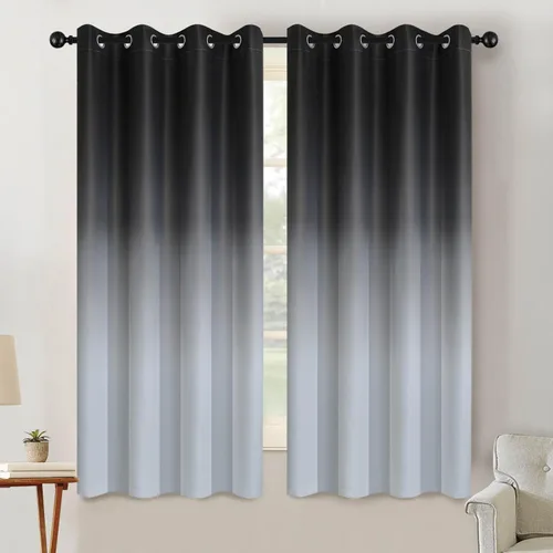 Vista 69 de SimpleHome Cortinas degradadas degradadas para oscurecer la habitación de 36 pulgadas de largo para dormitorio, con ojales y bloqueo de luz Negro