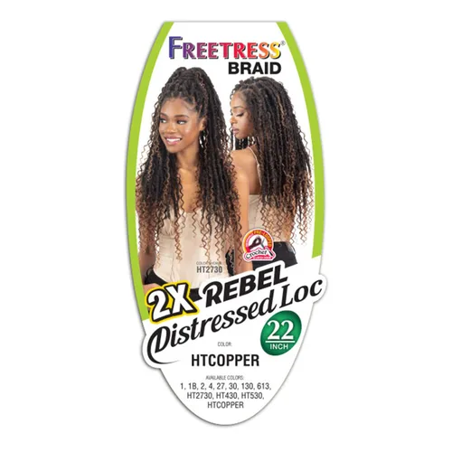 Vista 2 de FreeTress - Trenzas de ganchillo 2X Rebel Distressed Loc de 22 pulgadas (27)