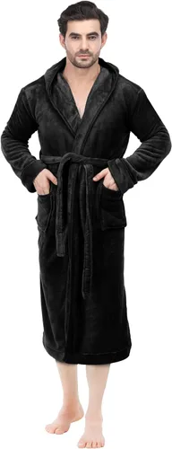Vista 4 de NY Threads Mens Hooded Fleece Robe - Plush Long Bathrobes