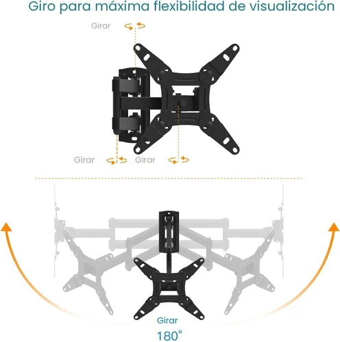 Vista 4 de EVERVIEW Soporte de montaje en pared para monitor de TV de movimiento completo, brazos articulados, rotación de extensión de inclinación giratoria