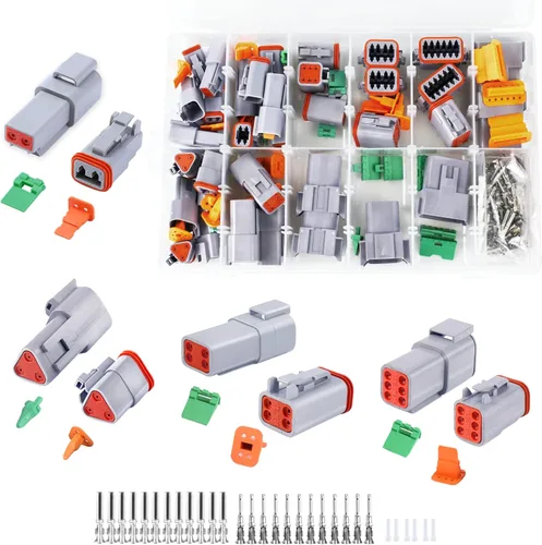 Vista 16 de Kit de conectores Deutsch de 194 piezas, 2 pares, 2 3 4 6 8 12 pines, conector eléctrico impermeable gris con contactos estampados y tapones