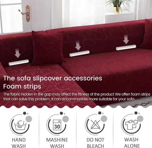 Vista 4 de OKYUK Funda para sofá modular en forma de L, 2 fundas de sofá impresas de alta elasticidad de 3 + 3 asientos + 2 fundas de almohada, protector