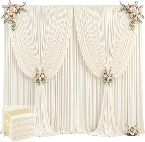 Vista 17 de 20 pies x 12 pies Cortinas de Telón de Fondo Azul Bebé Sin Arrugas para Bodas y Fiestas, Telón de Fondo de Tela Azul, Cortinas para Bodas