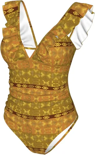 Vista 8 de DKJlitter Women's deep V-Neck Swimsuit, Ruffle Piece Swimsuit, Ruched Tummy Swimsuit