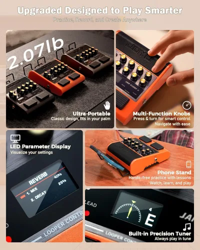 Vista 3 de JOYO Amplificador de Guitarra Eléctrica Portátil de 10W, Amplificador Combo de Pedal Multiefectos con Interruptor de Pie, 14 Modelos