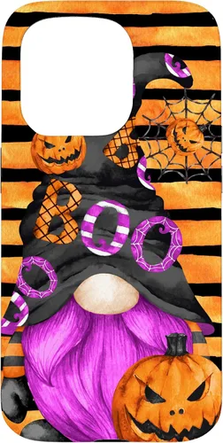 Vista 14 de iPhone 16 Halloween Gnome With Purple Beard Women Pumpkin Witchy Boo Case