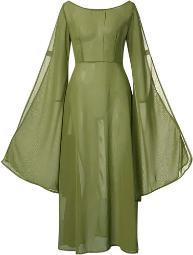 Vista 4 de FRMUIC Vestido de hada renacentista para mujer, disfraz irlandés medieval, vestido sexy de Halloween, vestido victoriano con hombros descubiertos