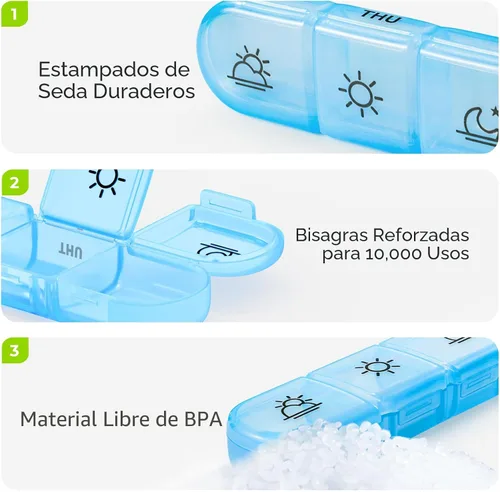 Vista 5 de AUVON Organizador Semanal de Píldoras 3 Veces al Día, Caja de Píldoras Grande de 7 Días con Bolsa de Cuero PU, Estuche de Viaje Portátil