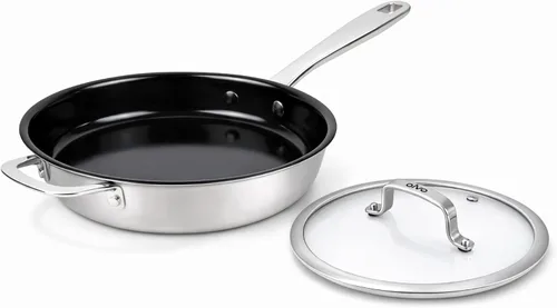 Vista 10 de Alva Maestro Juego de 3 piezas de sartén antiadherente de acero inoxidable – Hecho sin revestimiento cerámico de PFAS, PFOA y PTFE – Núcleo