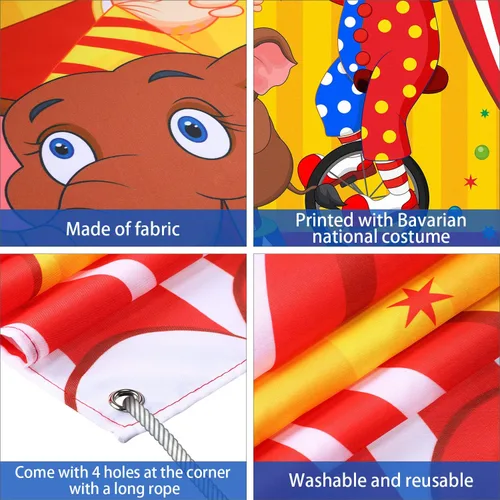Vista 4 de Blulu Telones de fondo de carnaval para decoración de fiesta de circo de 59 x 51 pulgadas, cartel de fotos de carnaval para puerta, pancarta