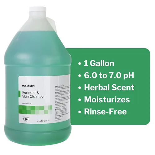 Vista 2 de McKesson Limpiador para Piel Perineal, 1 Galón [Paquete de 1] Jabón Corporal Sin Enjuague para Cuidado de Incontinencia u Ostomias, Aroma Herbal