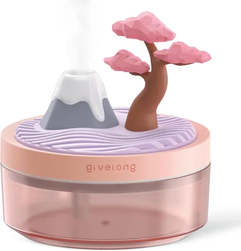 Vista 7 de Mini humidificador para dormitorio, humidificador de aire silencioso con decoración de paisaje para guardería, oficina, habitación pequeña y Cactus