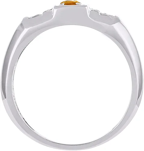 Vista 3 de RYLOS - Anillos para hombre de oro blanco de 14 quilates - Anillo de diamante y ojo de tigre de 0236 x 0157in de color piedra preciosa anillos