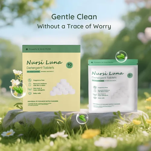 Vista 2 de Nursi Luna Tabletas de Detergente para Lavavajillas de Biberones de Todas las Marcas, 90 Unidades Fórmula Suave Tabletas de Detergente