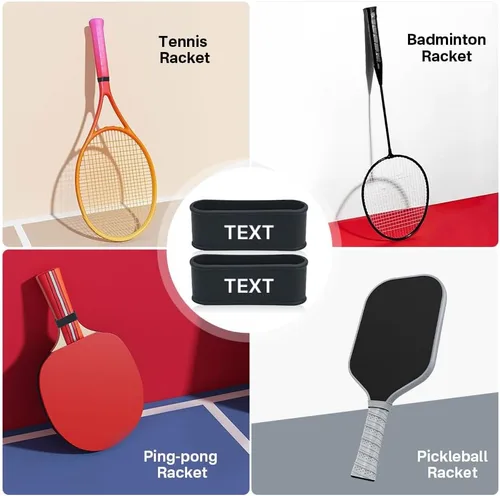 Vista 3 de 2 bandas de nombre de paleta de pickleball personalizadas, accesorios de etiqueta de nombre de paleta de pickleball personalizados de silicona