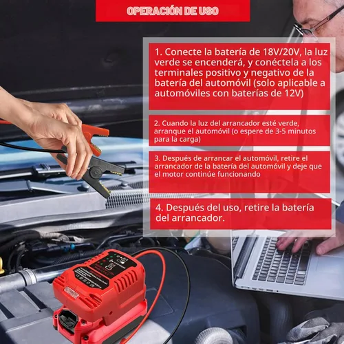 Vista 7 de Adaptador de arrancador de batería para auto para baterías Craftsman 20V V20, arrancador de batería de auto calibre 11, cables de refuerzo de auto