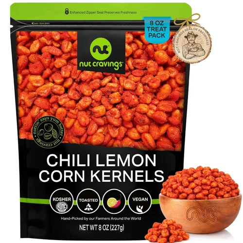 Vista 10 de NUT CRAVINGS - Granos de maíz crujientes tostados - Sabor a barbacoa asado y salado (8 oz - 1 paquete) empacado fresco en bolsa resellable
