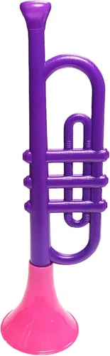 Vista 4 de Trompetas de plástico coloridas (13 pulgadas) juguetes musicales para niños, instrumentos para hacer ruido para fiestas y eventos, recuerdos
