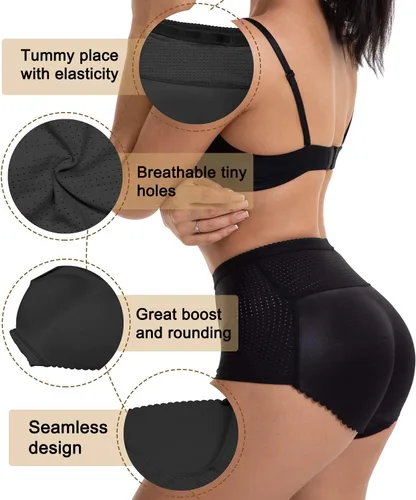 Vista 4 de NINGMI Bragas de control acolchadas con levantamiento de glúteos para mujer, ropa interior para mejorar la cadera