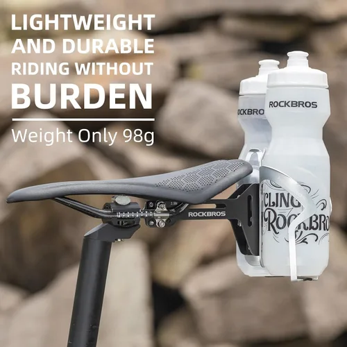 Vista 5 de ROCKBROS Jaulas para botellas de agua para bicicleta, convertidor de jaula de sillín con ángulo ajustable, aleación de aluminio, soporte ligero