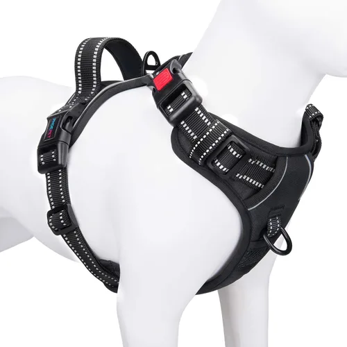 Vista 21 de PHOEPET Arnés para perro sin tirones, chaleco reflectante ajustable con asa de entrenamiento, bolsillo para identificación con nombre, 2 ganchos