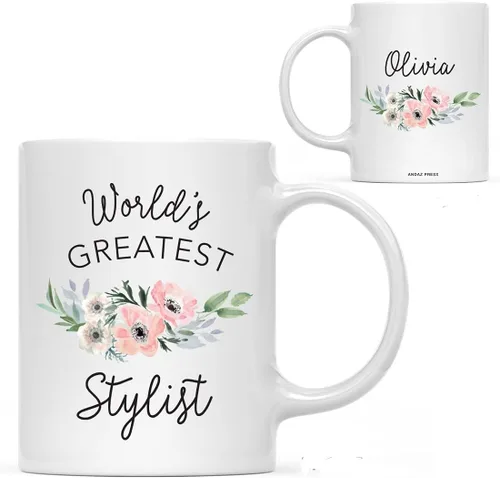 Vista 78 de Andaz Press Taza de café personalizada de 11 onzas, taza ejecutiva de relaciones públicas más grande del mundo, flor de anémona rosa, 1 paquete