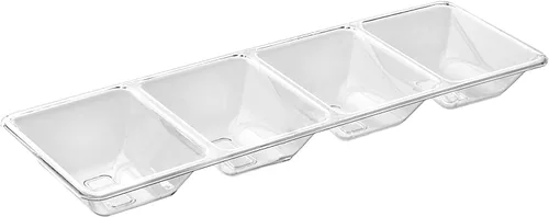 Vista 3 de Exquisita bandeja de plástico transparente de 6 unidades para fiestas, bandeja de servir resistente con compartimentos para alimentos, bandejas