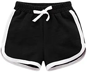 Vista 2 de Paquete de 2 pantalones cortos deportivos de punto de verano para niños y niñas, pantalones cortos suaves casuales para bebés