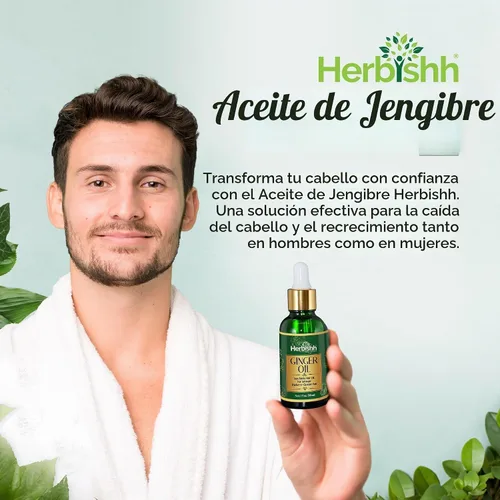 Vista 3 de Herbishh Suero de aceite de crecimiento capilar de jengibre para cabello