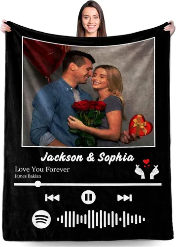 Vista 18 de Regalos personalizados para novio, novia, regalo personalizado para marido y esposa, mantas personalizadas con imágenes, manta de fotos
