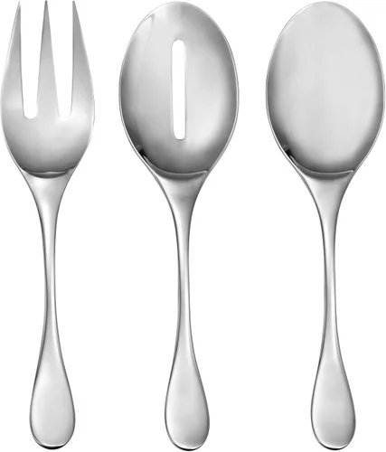 Vista 3 de Nambé Bend - Colección de cubiertos de 45 piezas, excelentes utensilios de acero inoxidable forjado con elegantes asas curvas, servicio para 8 Doblar
