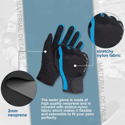 Vista 3 de XUKER Guante de neopreno, guantes de traje húmedo de 1.5mm y 2mm para buceo, esnórquel, remo, surf, kayak, canoa, pesca con lanza, esquí y otros