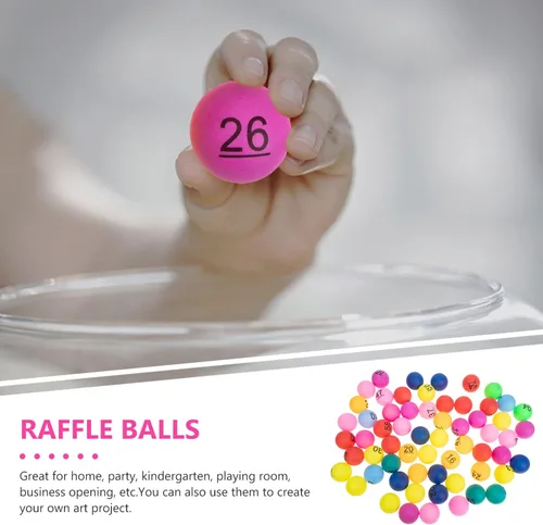 Vista 5 de Juego de bingo, bolas de juego de bingo, 60 unidades, bolas de rifa de 1 a 60 numeradas, multicolor, repuesto de plástico para accesorios de juego