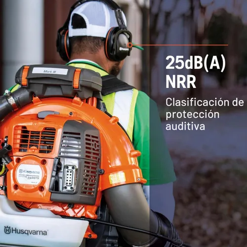 Vista 4 de Husqvarna - Protector auditivo profesional de 25 dB (A) NRR, ligero, acolchado, diseño de concha, color negro