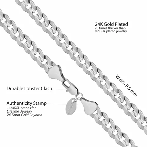 Vista 24 de LIFETIME JEWELRY Collar de cadena de eslabones cubanos chapado en oro de 24 quilates para hombres y mujeres (0.236 in y 0.374 in)
