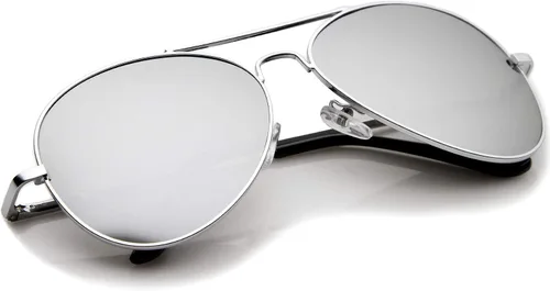 Vista 4 de Classic Metal Frame Spring Hinges Color Mirror Lens Aviator Sunglasses 56mm