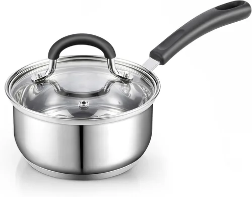 Vista 8 de Sartén para saltear con tapa Cook N Home, de acero inoxidable 10", Plateado