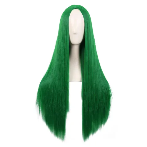 Vista 22 de MapofBeauty - Peluca sintética larga especial para mujer, de 28 pulgadas (70 cm), cabello lacio, color negro