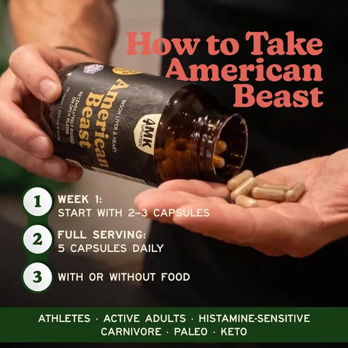 Vista 7 de MK Supplements American Beast, Suplemento de Órganos de Bisonte para Atletas, Apoya la Fuerza, Resistencia y Recuperación, Liofilizado, No-GMO