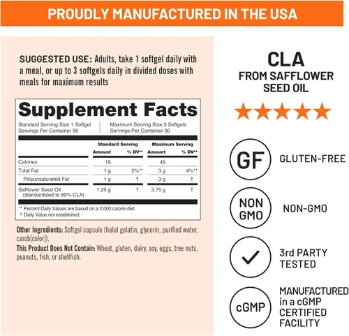 Vista 5 de Naturewise CLA 1250 softgels, 0.035 oz, CLA100-90-US-A, 1, 1
