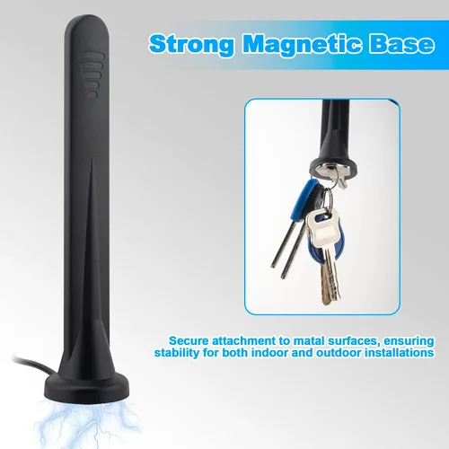 Vista 3 de Antena 5G LTE Amplificador de señal 4G Antena de red omnidireccional externa SMA TS9 Conector 15Dbi Antena base magnética con cable 3M