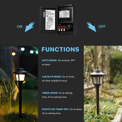 Vista 2 de GOODSMANN Transformador de bajo voltaje 45W Transformador de iluminación de paisaje para luces de paisaje de bajo voltaje con función
